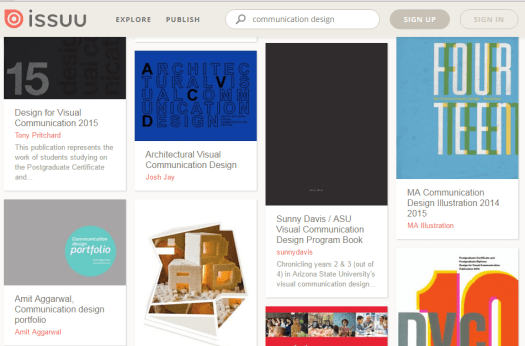 screengrab of issuu website