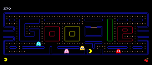 Pac-Man Google Doodle in May 2010 celebrating the 30th anniversary of the game.