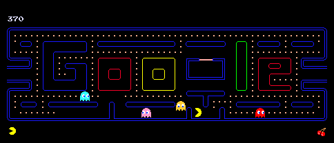 Pac-Man Google Doodle in May 2010 celebrating the 30th anniversary of the game.