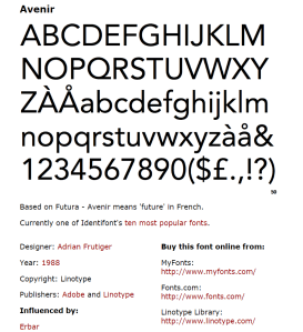 Avenir typeface by Adrian Frutiger